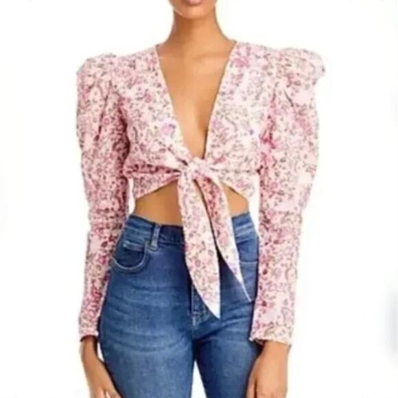 Hemant and Nandita Tops - REVOLVE Hemant and Nandita Hera Crop Top - Orchid Pink - Floral - Size M